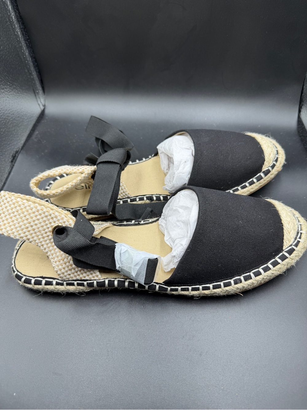 Ellos Women's Black Canvas Espadrille Slingback Sandals